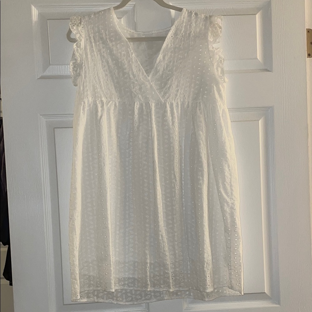 White Ruffled Mini Dress with Relaxed Fit